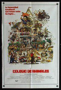 3k699 ANIMAL HOUSE Argentinean poster '78 John Belushi, Landis classic, art by Nick Meyerowitz!