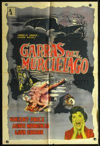 3k703 BAT Argentinean poster '59 great horror art of Vincent Price, sexy fallen girl & monster!