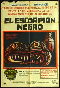 3k709 BLACK SCORPION Argentinean '57 great close up of wild wacky creature + sexy Mara Corday!