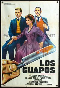 3k713 BLOOD BROTHERS Argentinean poster '73 full-length portrait of Nero, Claudia Cardinale & Testi!