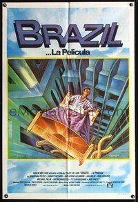 3k718 BRAZIL Argentinean movie poster '85 Terry Gilliam, cool sci-fi fantasy art by Lagarrigue!