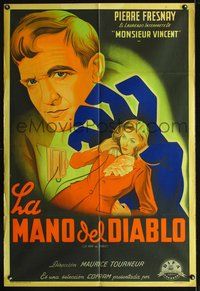 3k730 CARNIVAL OF SINNERS Argentinean poster '43 Maurice Tourneur's La Main du diable, cool art!