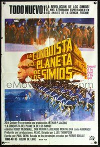 3k742 CONQUEST OF THE PLANET OF THE APES Argentinean poster '72 the revolt of the apes, cool image!