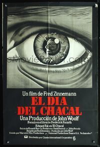 3k749 DAY OF THE JACKAL Argentinean '73 Fred Zinnemann, classic art of de Gaulle in assassin's eye!