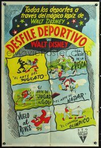 3k751 DESFILE DEPORTIVO Argentinean '50s Disney, cartoon art of Goofy playing different sports!