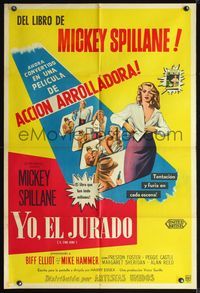 3k771 I THE JURY Argentinean poster '53 Mickey Spillane, great 3-D images of sexy girl stripping!