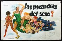 3k777 KEEP IT UP JACK Argentinean poster '73 wild horizontal art of sexy babes chasing man in drag!
