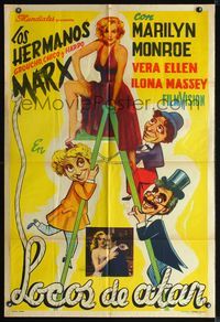 3k784 LOVE HAPPY Argentinean R53 art of three Marx Brothers and sexy Marilyn Monroe on ladder!