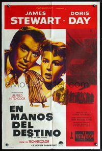 3k788 MAN WHO KNEW TOO MUCH Argentinean movie poster '56 Alfred Hitchcock, Jimmy Stewart, Doris Day
