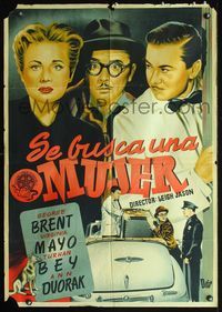 3k802 OUT OF THE BLUE Argentinean '47 artwork of George Brent, Virginia Mayo & Turhan Bey by Dos!