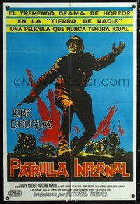 3k805 PATHS OF GLORY Argentinean '58 Stanley Kubrick, great artwork of Kirk Douglas on battlefield!