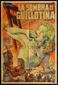 3k814 REIGN OF TERROR Argentinean '50 wonderful art of scared Arlene Dahl & guillotine by Venturi!