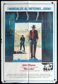 3k816 RIO LOBO Argentinean movie poster '71 Howard Hawks, Give 'em Hell, John Wayne, great image!