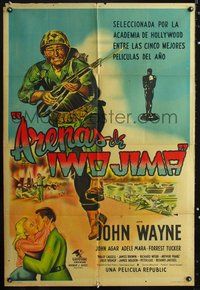 3k823 SANDS OF IWO JIMA Argentinean poster '50 great artwork of World War II soldier John Wayne!