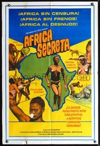 3k825 SECRET AFRICA Argentinean poster '69 Africa Segreta, documentary, great images of natives!