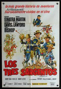 3k828 SERGEANTS 3 Argentinean poster '62 John Sturges, Frank Sinatra, Rat Pack parody of Gunga Din!