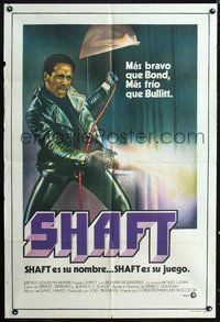 3k831 SHAFT Argentinean movie poster '71 classic image of tough Richard Roundtree shooting gun!