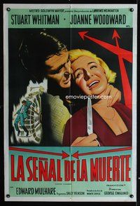 3k834 SIGNPOST TO MURDER Argentinean poster '65 Stuart Whitman wants to kill sexy Joanne Woodward!