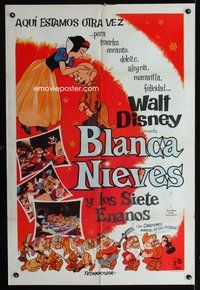 3k841 SNOW WHITE & THE SEVEN DWARFS Argentinean poster R67 Walt Disney animated cartoon classic!