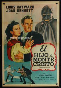 3k845 SON OF MONTE CRISTO Argentinean '40 art of Louis Hayward, Joan Bennett & masked avenger!