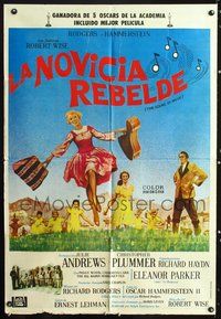 3k848 SOUND OF MUSIC Argentinean movie poster R60s classic artwork of frollicking Julie Andrews!