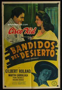 3k849 SOUTH OF MONTEREY Argentinean '46 art of girl pointing gun at Gilbert Roland as Cisco Kid!