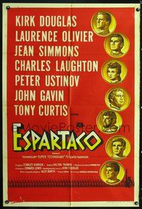 3k850 SPARTACUS Argentinean movie poster '61 classic Stanley Kubrick & Kirk Douglas epic!