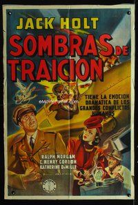 3k870 TRAPPED IN THE SKY Argentinean '39 Jack Holt, Ralph Morgan, art of pilot in burning plane!