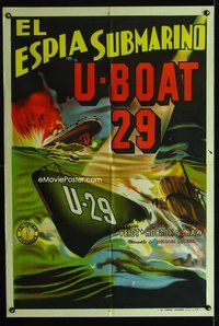3k873 U-BOAT 29 Argentinean poster '39 Michael Powell & Emeric Pressburger, cool WWI submarine art!