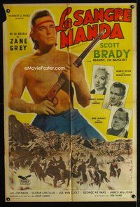 3k877 VANISHING AMERICAN Argentinean '55 Zane Grey, c/u of barechested Navajo Indian Scott Brady!