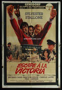 3k879 VICTORY Argentinean '81 John Huston, art of soccer players Stallone, Caine & Pele by Aler!