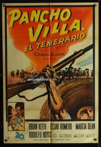 3k880 VILLA Argentinean movie poster '58 great close up art of Rodolfo Hoyos as Pancho, Cesar Romero