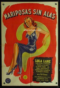 3k889 WHY GIRLS LEAVE HOME Argentinean movie poster '45 best full-length art of sexiest Lola Lane!
