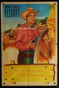 3k891 WILD BILL ELLIOT Argentinean c50s great art portrait of cowboy William Elliot by Bloise!