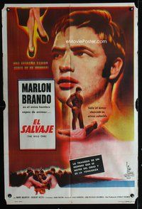 3k892 WILD ONE Argentinean poster '53 different close up image of ultimate biker Marlon Brando!
