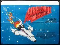 3k115 AIRPLANE II British quad poster '82 wackiest different art of sexy girl skiing behind plane!