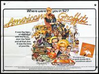 3k118 AMERICAN GRAFFITI British quad '73 George Lucas teen classic, it was the time of your life!