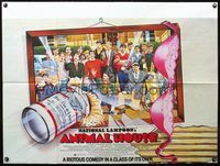 3k119 ANIMAL HOUSE British quad poster '78 best different art of beer can thrown at cast portrait!
