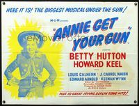 3k120 ANNIE GET YOUR GUN British quad R50s portrait of Betty Hutton as the greatest sharpshooter!