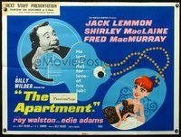 3k121 APARTMENT British quad '60 Billy Wilder, Jack Lemmon, Shirley MacLaine, cool different image!