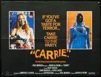 3k143 CARRIE British quad '76 Stephen King, Sissy Spacek before and after her bloodbath at prom!