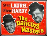 3k149 DANCING MASTERS British quad movie poster R60s great headshots of Stan Laurel & Oliver Hardy!