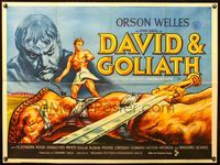 3k151 DAVID & GOLIATH British quad '61 completely different art of Orson Welles & slain giant!