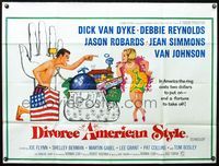 3k154 DIVORCE AMERICAN STYLE British quad '67 different art of Dick Van Dyke & Debbie Reynolds!