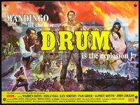 3k158 DRUM British quad movie poster '76 full artwork of toughest Ken Norton, blaxploitation!