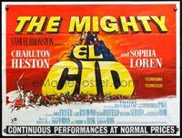 3k160 EL CID British quad movie poster '61 directed by Anthony Mann, cool different title art!