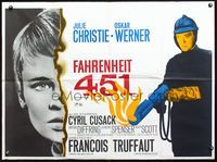3k166 FAHRENHEIT 451 British quad '67 Francois Truffaut, Julie Christie, Oskar Werner, Ray Bradbury