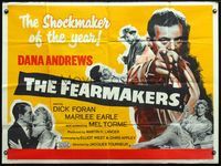 3k168 FEARMAKERS British quad '58 c/u of Dana Andrews, sexy bad Marilee Earle, Jacques Tourneur