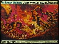 3k182 GREEN BERETS British quad '68 John Wayne, David Janssen, Jim Hutton, cool Vietnam War art!