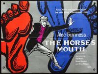 3k190 HORSE'S MOUTH British quad '59 great different art of Alec Guinness & giant feet by Simbari!